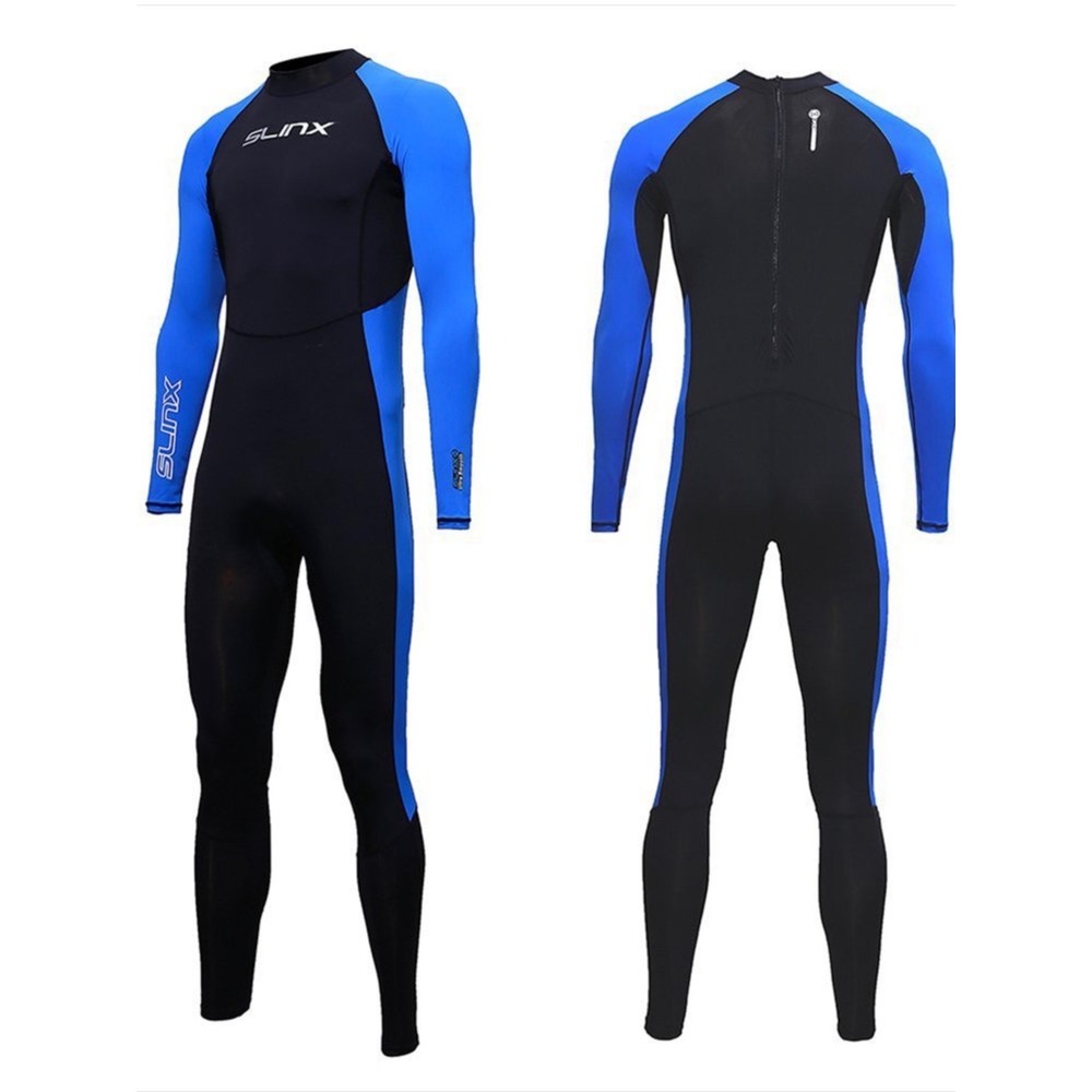 Slinx Full Body Dive Wetsuit Men Women M BlankBlue Excellent UV Rash Guard Skin